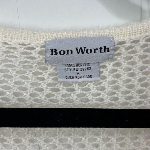 Vintage 90’s Bon Worth Crochet Cardigan Medium coastal‎ festival - Picture 2 of 4